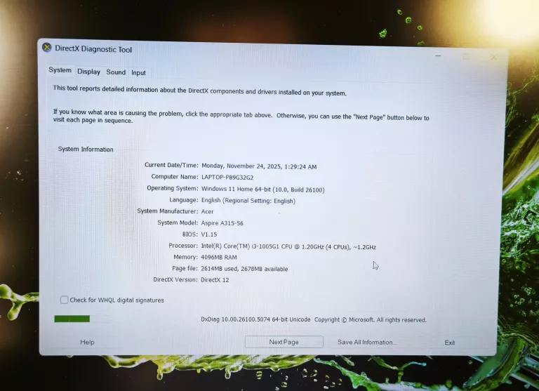 LAPTOP ACER ASPIRE 3 15,6 " INTEL CORE I3 4 GB / SSD