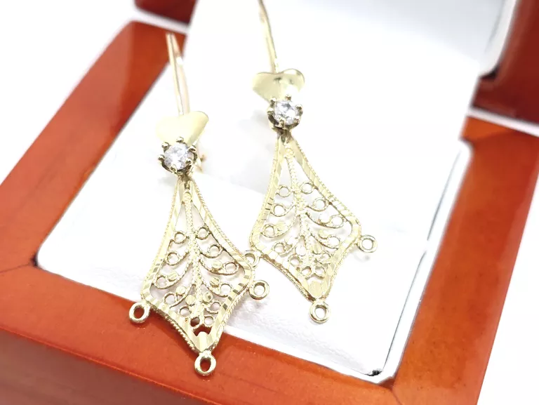 ZŁOTE KOLCZYKI AŻUROWE CYRKONIA 585 1,96G