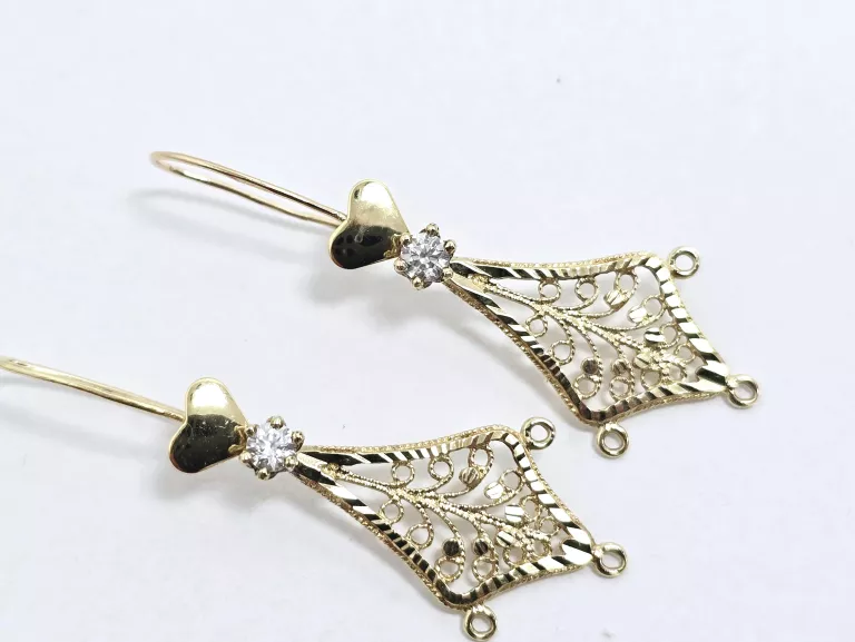 ZŁOTE KOLCZYKI AŻUROWE CYRKONIA 585 1,96G