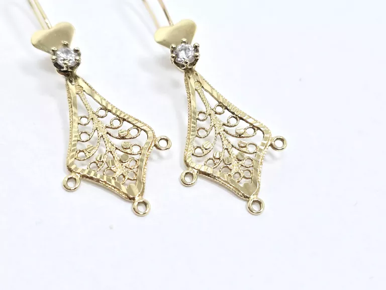 ZŁOTE KOLCZYKI AŻUROWE CYRKONIA 585 1,96G