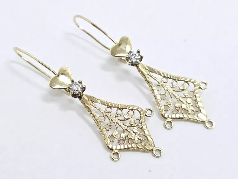 ZŁOTE KOLCZYKI AŻUROWE CYRKONIA 585 1,96G