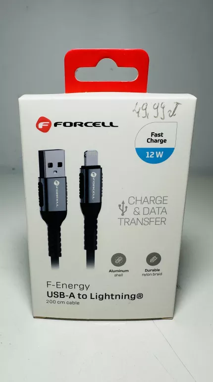 FORCELL F-ENERGY C257 KABEL USB A DO LIGHTNING 2,4A 12W CAFULE 2 M CZARNY
