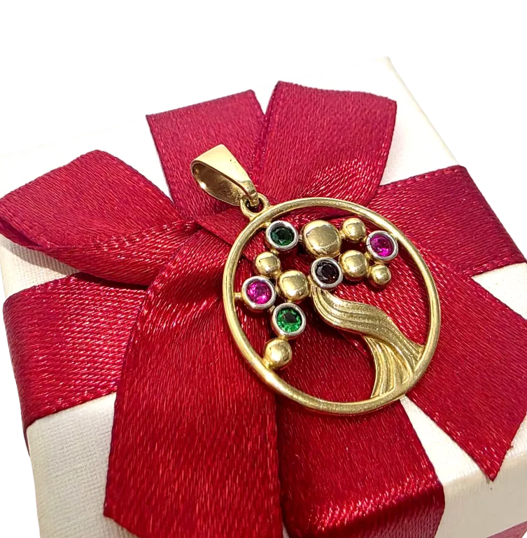 ŚLICZNA ZŁOTA ZAWIESZKA DRZEWO 585P 2,39G