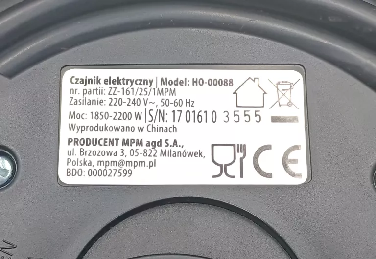 CZAJNIK HOFFEN CZARNY HO-00088