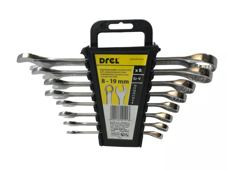 KLUCZE PŁASKO-OCZKOWE DREL 8-19MM X8 CR-V