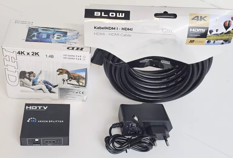 SPLITTER ROZDZIELACZ SYGNAŁU HDMI 1X2 FULL HD 4K 60HZ HD28C + HDMI 10M