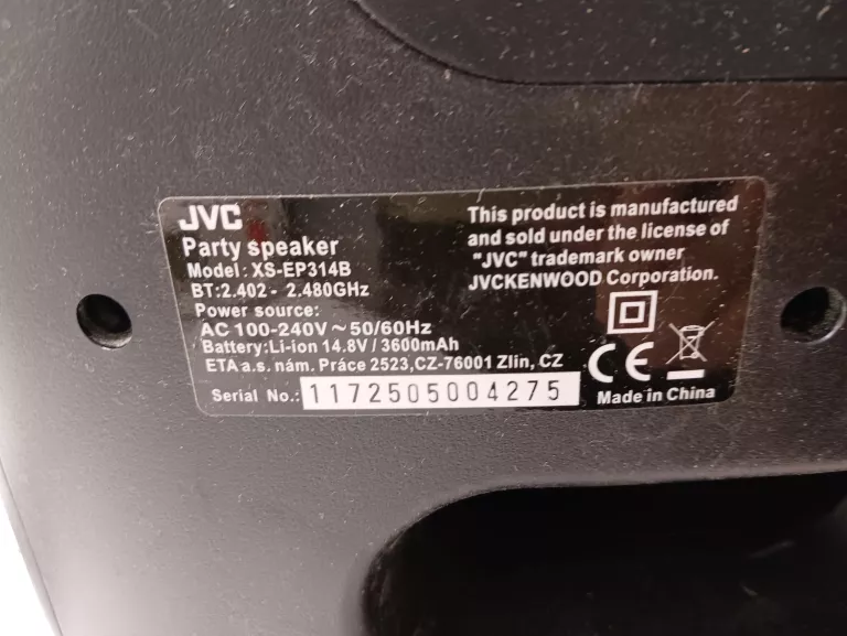 GŁOŚNIK JVC XS-EP314B