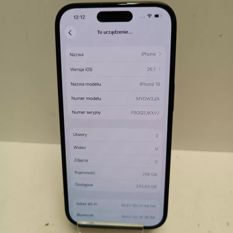 TELEFON IPHONE 16 256GB BATERIA 100%