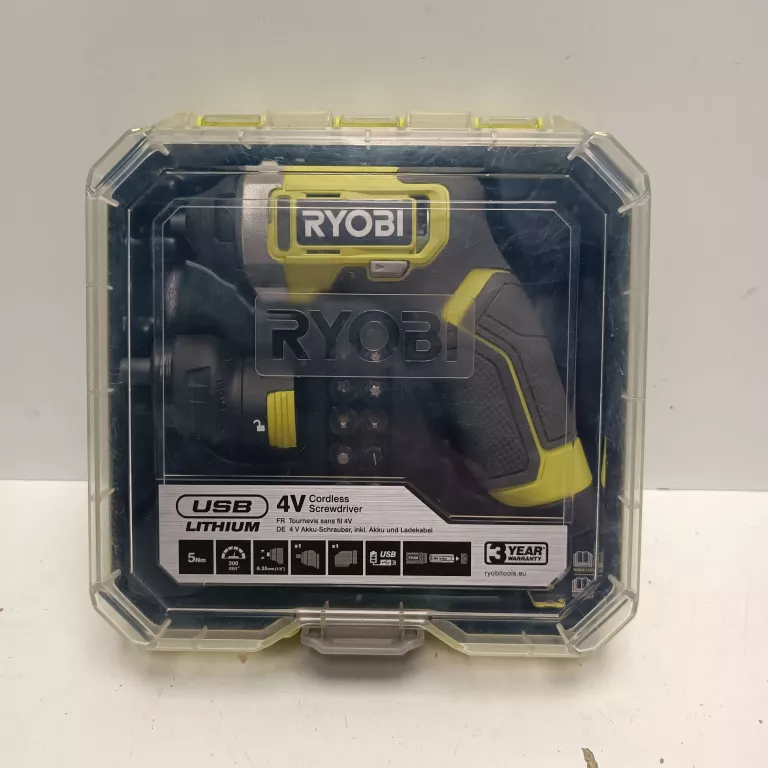 WKRĘTARKA RYOBI 4V USB RSD4-120TA2 2,0 AH GŁOWICA WYMIENNA 10 KOŃCÓWEK