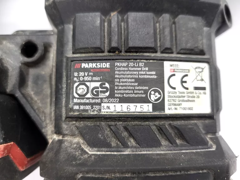 MŁOTOWIERTARKA PARKSIDE PKHAP 20-LI B2