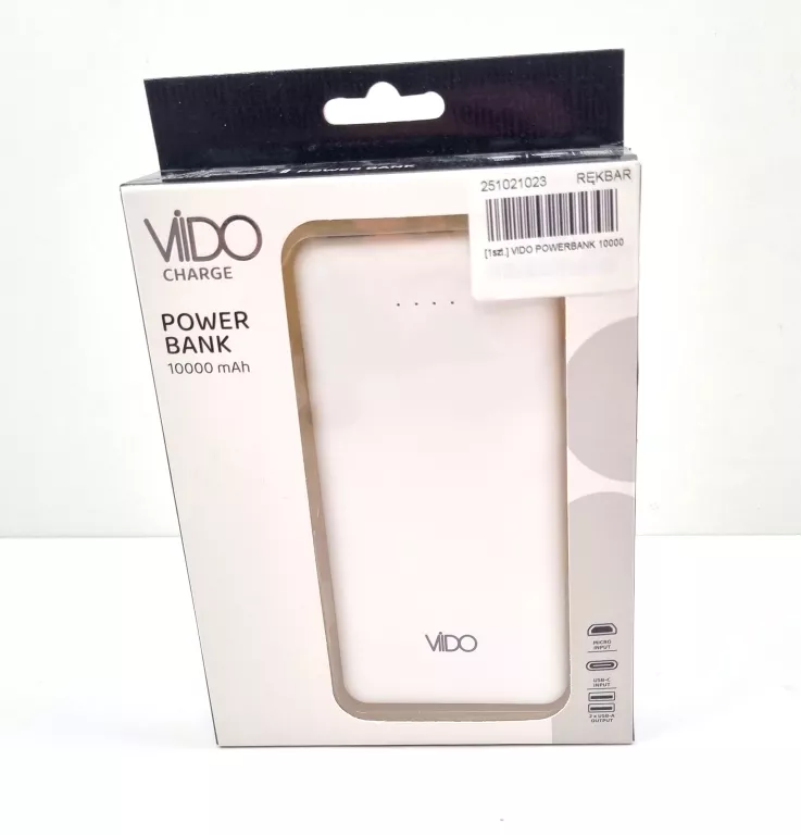 VIDO POWERBANK 10000MAH BIAŁY