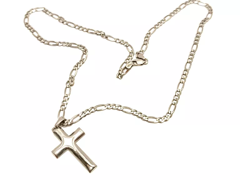 SREBRNY ŁAŃCUSZEK Z KRZYŻYKIEM SPLOT FIGARO PR 925 11,17G