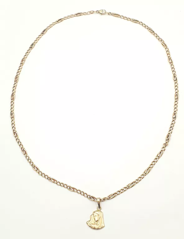 ZŁOTY ŁAŃCUSZEK FIGARO Z ZAWIESZKĄ MARYJA PRÓBY 585/6,68G 50CM