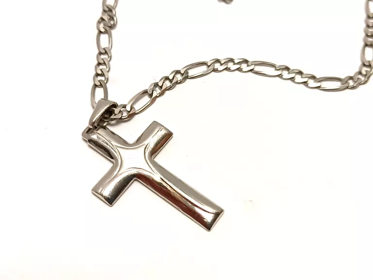 SREBRNY ŁAŃCUSZEK Z KRZYŻYKIEM SPLOT FIGARO PR 925 11,17G