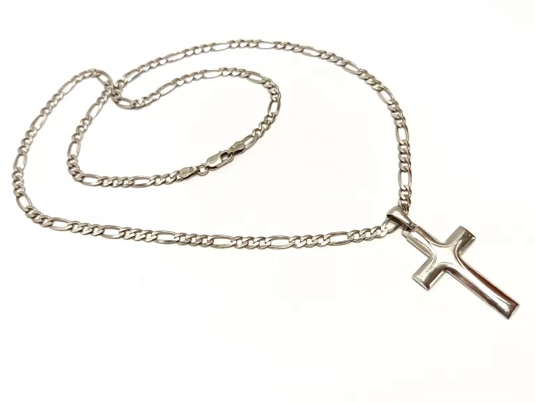 SREBRNY ŁAŃCUSZEK Z KRZYŻYKIEM SPLOT FIGARO PR 925 11,17G