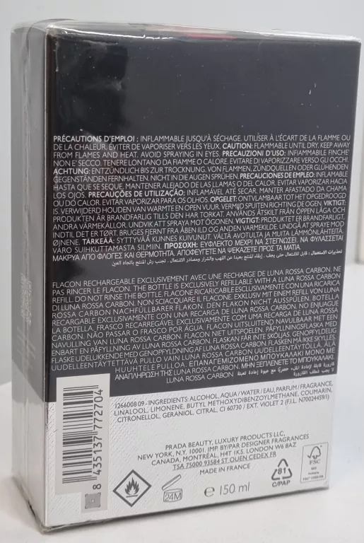 WODA TOALETOWA PRADA CARBON LUNA ROSSA 150ML