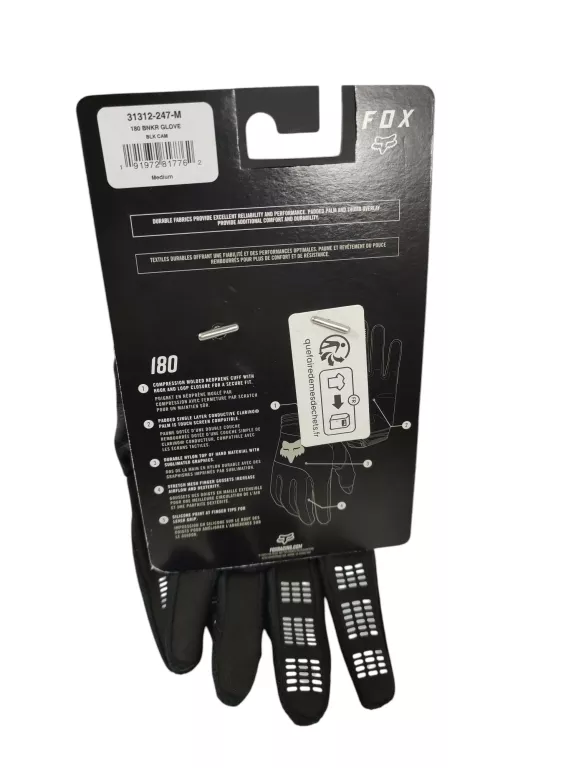 RĘKAWICE MOTOCYKLOWE FOX 180 BNKR CZARNE CAMO MĘSKIE ENDURO BLACK ROZ. M