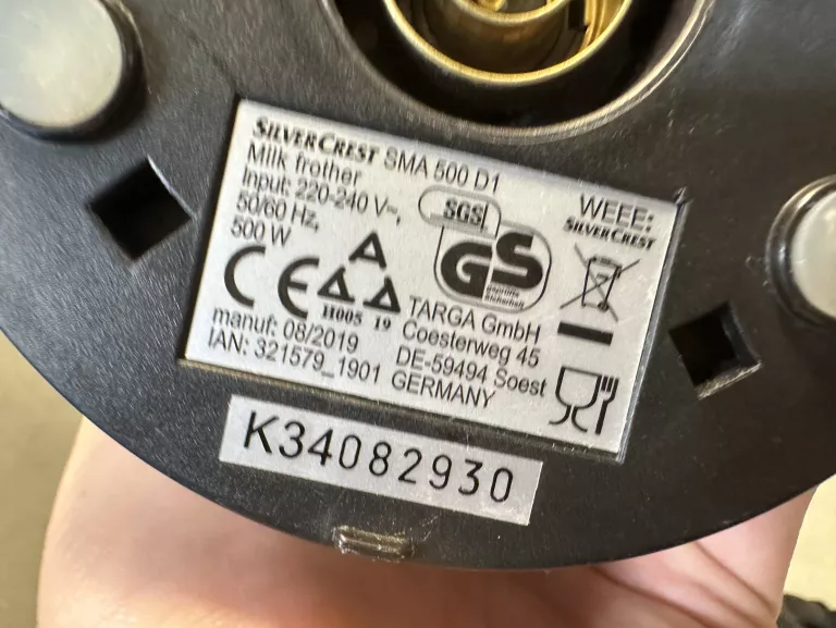 SPIENIACZ DO MLEKA SILVERCREST  SMA 500 D1