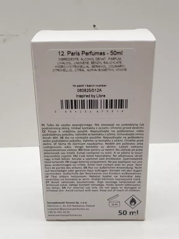 PARIS PERFUMES NR 12 21% - 50ML  DAMSKIE | KWIATOWY, ŚWIEŻY ZAPACH