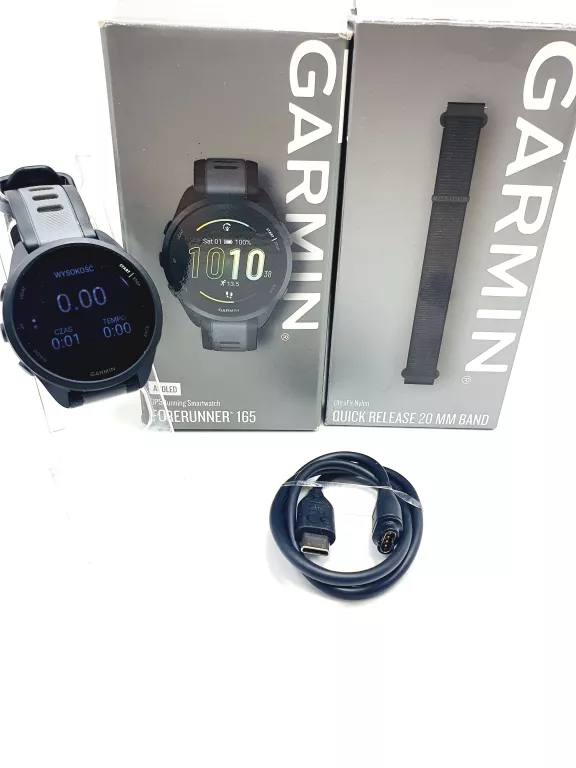 ZEGAREK SPORTOWY GARMIN FORERUNNER 165 KOMPLET FV + PASEK 20MM