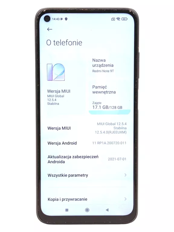 TELEFON XIAOMI REDMI NOTE 9T 4/128 GB PUDEŁKO