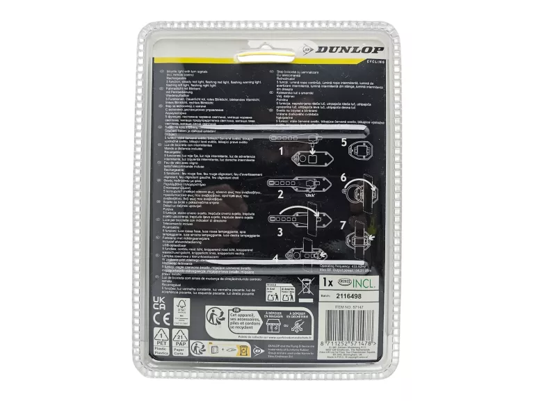 LAMPKA ROWEROWA TYŁ Z SYGNALIZATOREM LED ŁADOWANIE USB DUNLOP