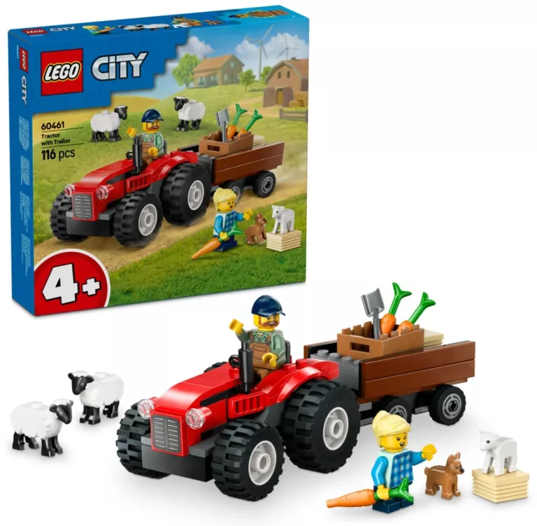 LEGO CITY 60461 CITY 60461 CZERWONY TRAKTOR Z PRZYCZEPĄ I OWCAMI