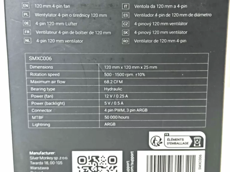 WENTYLATOR SILVER MONKEY X 120 X 120 MM SMXC006