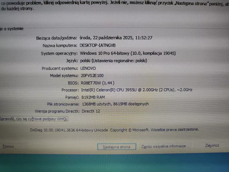 LAPTOP LENOVO THINKPAD L460 CELERON 3955U, 8GB, 128SSD, WIN10
