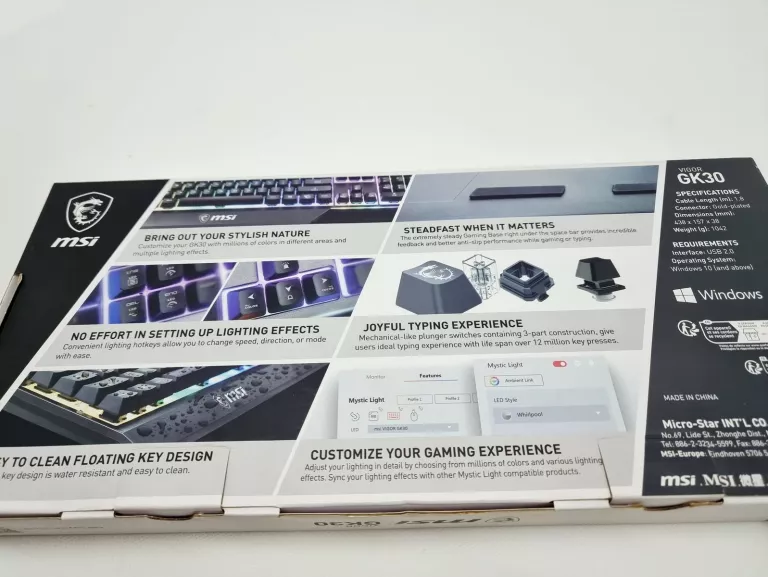 KLAWIATURA GAMING MSI VIGOR GK30 US