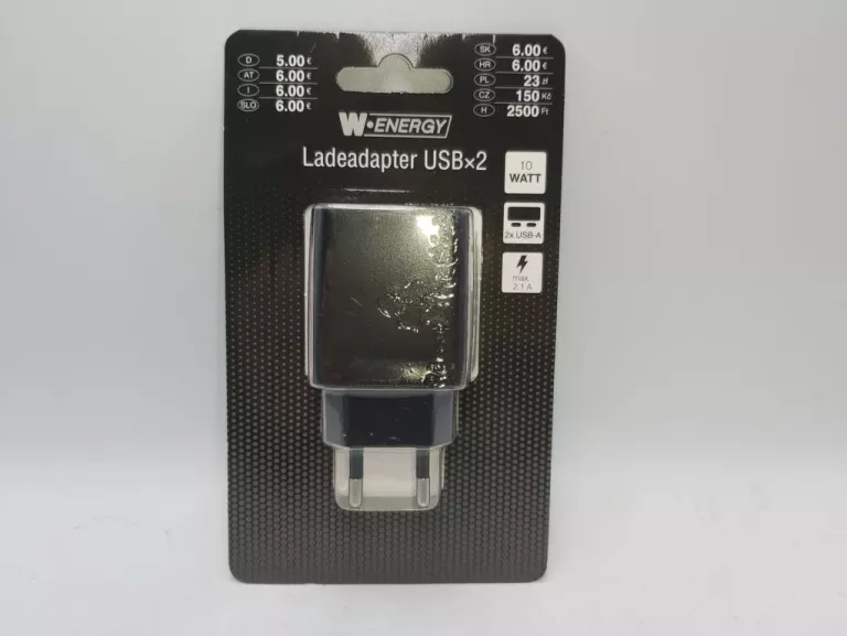 ŁADOWARKA SIECIOWA W-ENERGY 2 X USB CZARNA