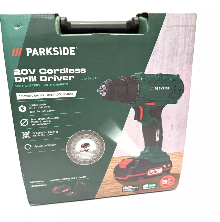 WIERTARKO WKRĘTARKA PARKSIDE PBSA 20-LI A1 KOMPLET
