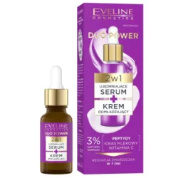 EVELINE DUO POWER UJĘDRNIAJĄCE SERUM + KREM PRZECIWSTARZENIOWY 18 ML
