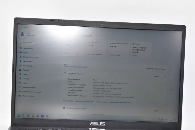 LAPTOP ASUS X509F I3/256GGB/4GB/W11 ZASILACZ