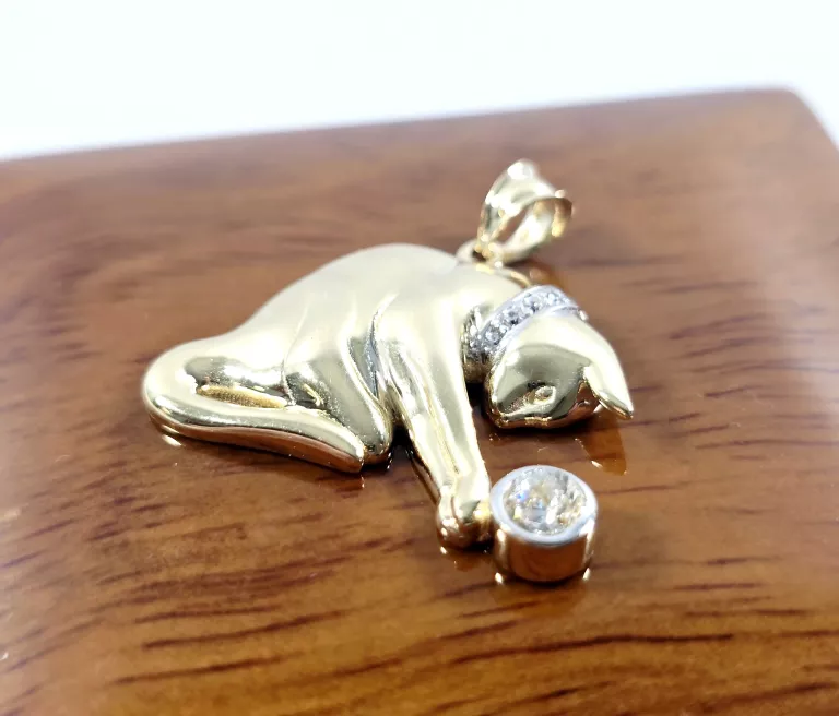 NIENOSZONA ZŁOTA ZAWIESZKA KOT P585 2,30G 2,5CM