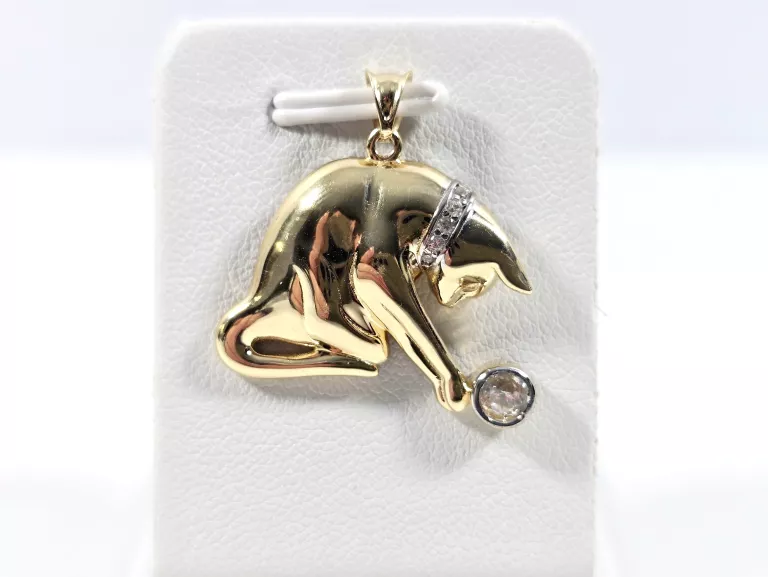 NIENOSZONA ZŁOTA ZAWIESZKA KOT P585 2,30G 2,5CM