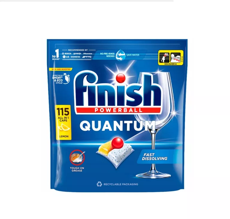 KAPSUŁKI DO ZMYWARKI FINISH POWERBALL QUANTUM ALL IN 1 LEMON - 115 SZT.
