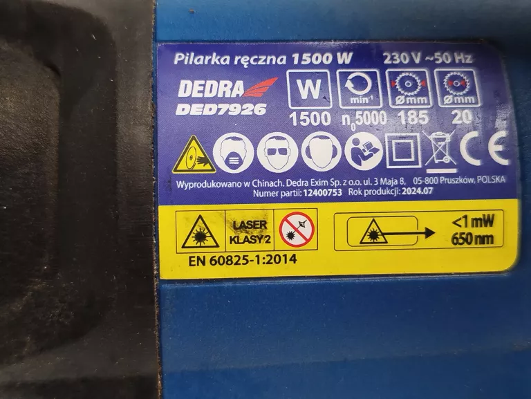 pilarka-reczna-dedra-ded7926-1500w-185mm-ean-gtin-5902628792600