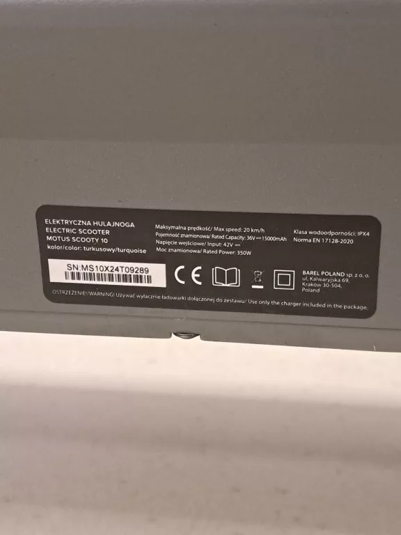 HULAJNOGA ELEKTRYCZNA MOTUS SCOOTY 10 PLUS