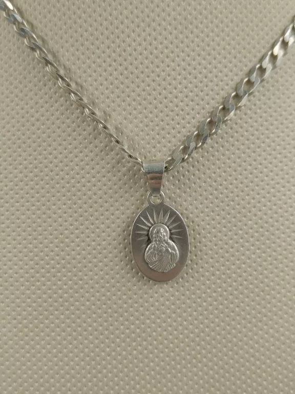 PIĘKNY ŁAŃCUSZEK Z ZAWIESZKĄ JEZUSA I MATKI BOSKIEJ 11,80G 925