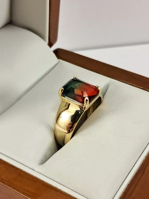 NIENOSZONY ZŁOTY PIERŚCIONEK KOLOROWY KAMIEŃ 585 2,58G R16