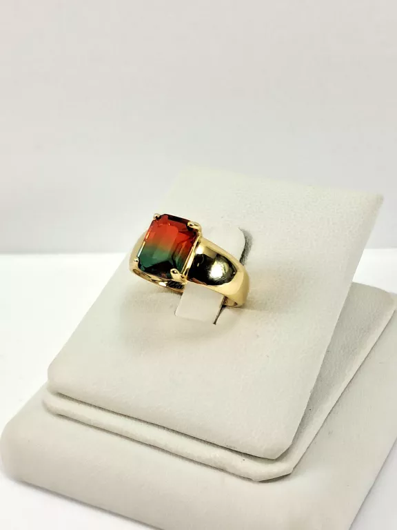 NIENOSZONY ZŁOTY PIERŚCIONEK KOLOROWY KAMIEŃ 585 2,58G R16