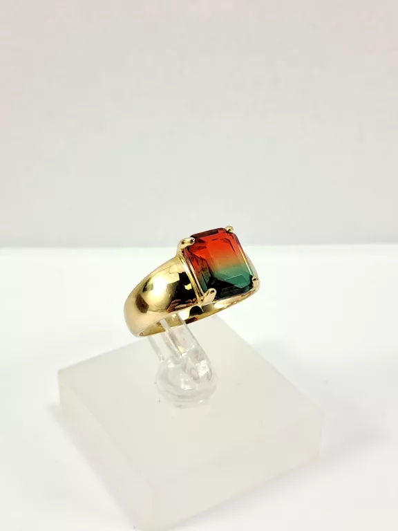 NIENOSZONY ZŁOTY PIERŚCIONEK KOLOROWY KAMIEŃ 585 2,58G R16