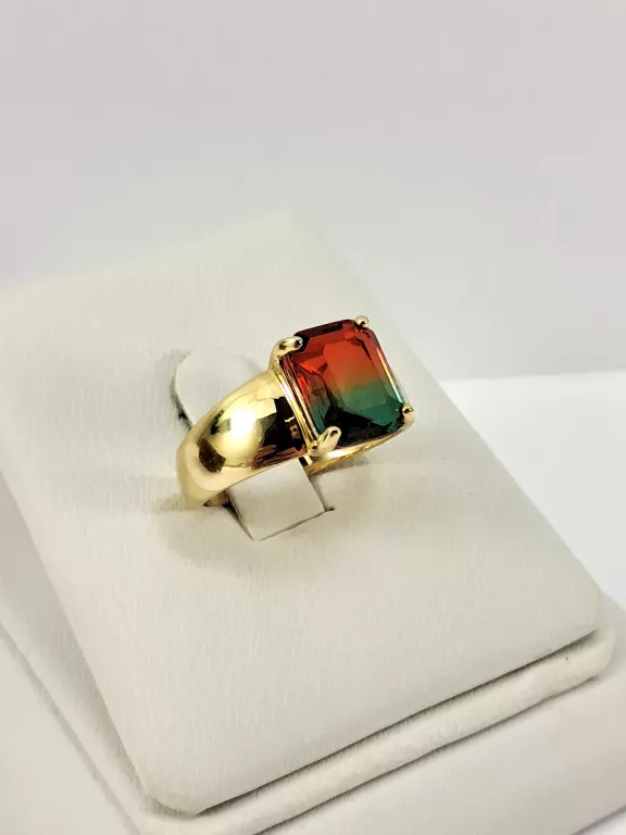 NIENOSZONY ZŁOTY PIERŚCIONEK KOLOROWY KAMIEŃ 585 2,58G R16