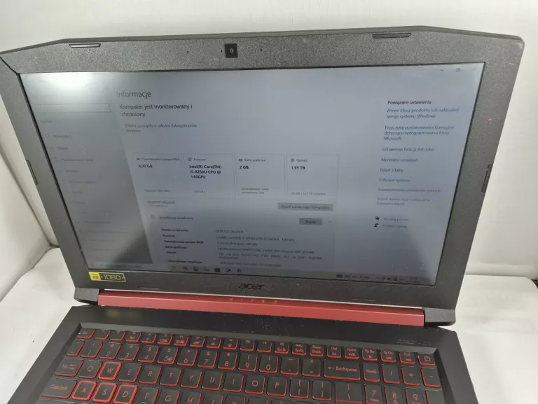 LAPTOP ACER NITRO 5 AN515-31-52MR I5/8GB/1,5TB/MX150 ZASILACZ