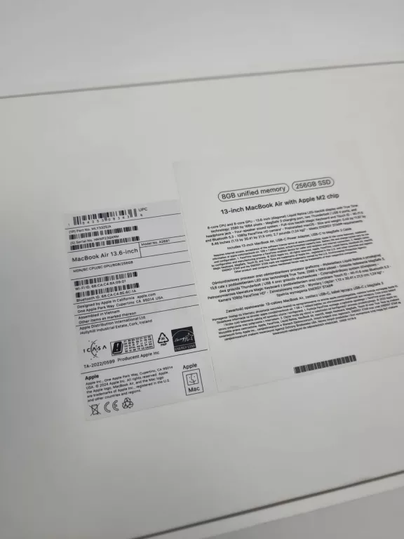 MACBOOK AIR M2 2022 13,6/M2/8GB/256GB