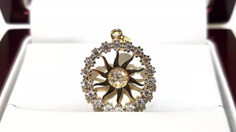 WYRÓB JUBILERSKI UŻYWANY ZŁOTA ZAWIESZKA SŁOŃCE PR585 ŚREDNICA 1,5CM 1,58G