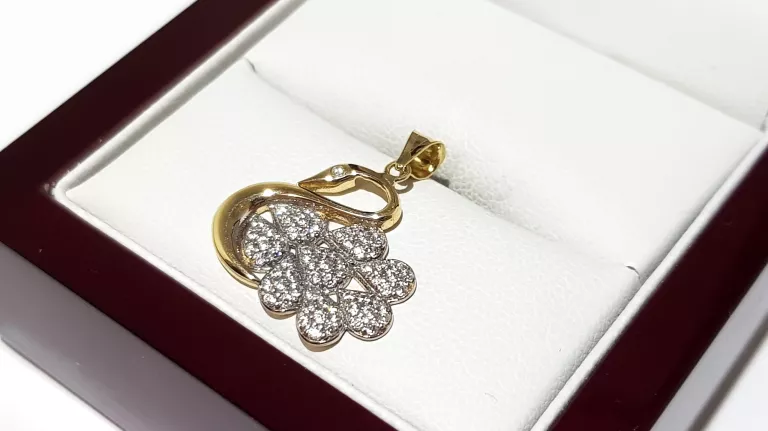 WYRÓB JUBILERSKI UŻYWANY ZŁOTA ZAWIESZKA ŁABĘDŹ PR585 1,5X1,8CM 1,62G