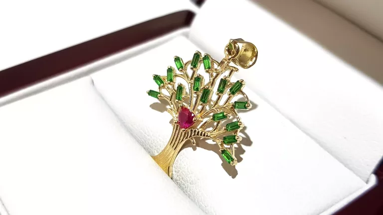 WYRÓB JUBILERSKI UŻYWANY ZŁOOTA ZAWIESZKA DRZEWKO PR585 2X2CM 1,40G