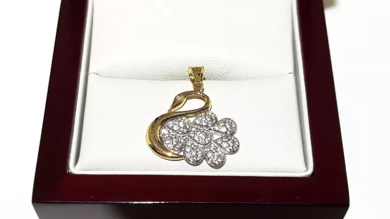 WYRÓB JUBILERSKI UŻYWANY ZŁOTA ZAWIESZKA ŁABĘDŹ PR585 1,5X1,8CM 1,62G